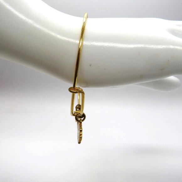 Alex Ani Bracelet Gold Tone Bangle Puffer Fish USA Charms Adjustable - Picture 5 of 11